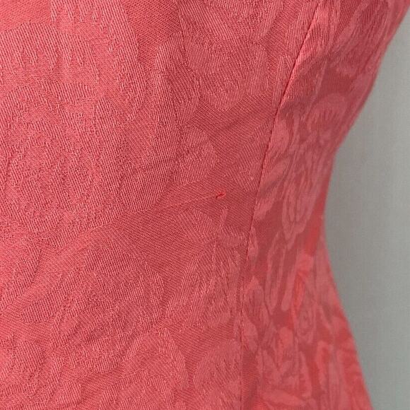 Vintage 80s Dress Size 8 Pink Coral Drop Waist Minimal Secretary Cocktail Retro - Picture 10 of 16